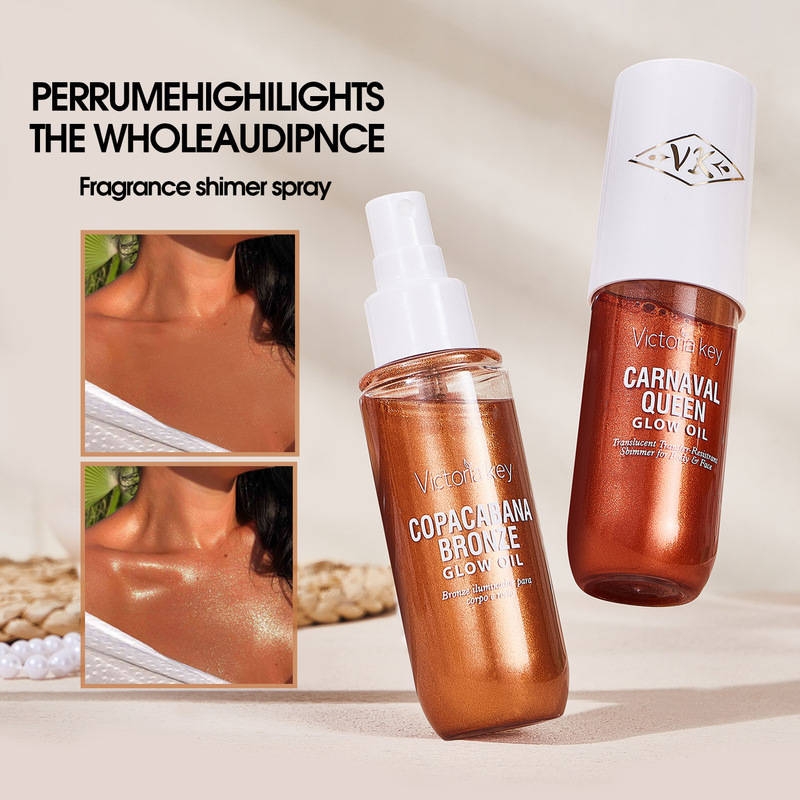 【Foreign Trade】Glitter Spray Body Glow Oil Liquid Highlighter Oil Full Body Brightening Glitter Liquid