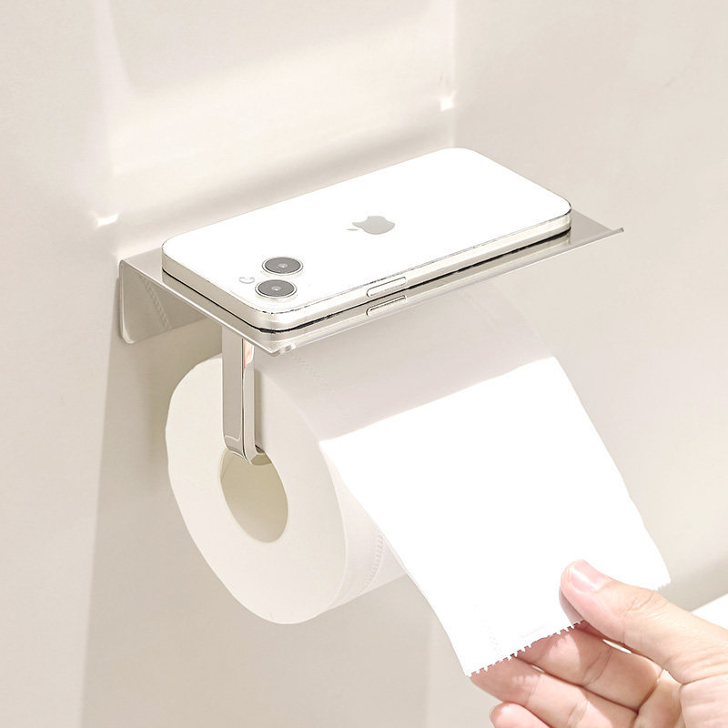 Hotel project paper towel holder, bathroom roll paper holder, wall-mounted toilet paper box, mobile phone shelf, storage toilet paper rack