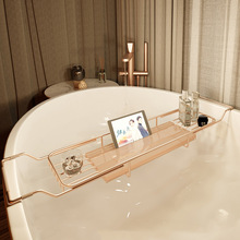 新款水晶浴缸置物架感可伸缩卫生间浴缸架子泡澡支架浴缸托盘