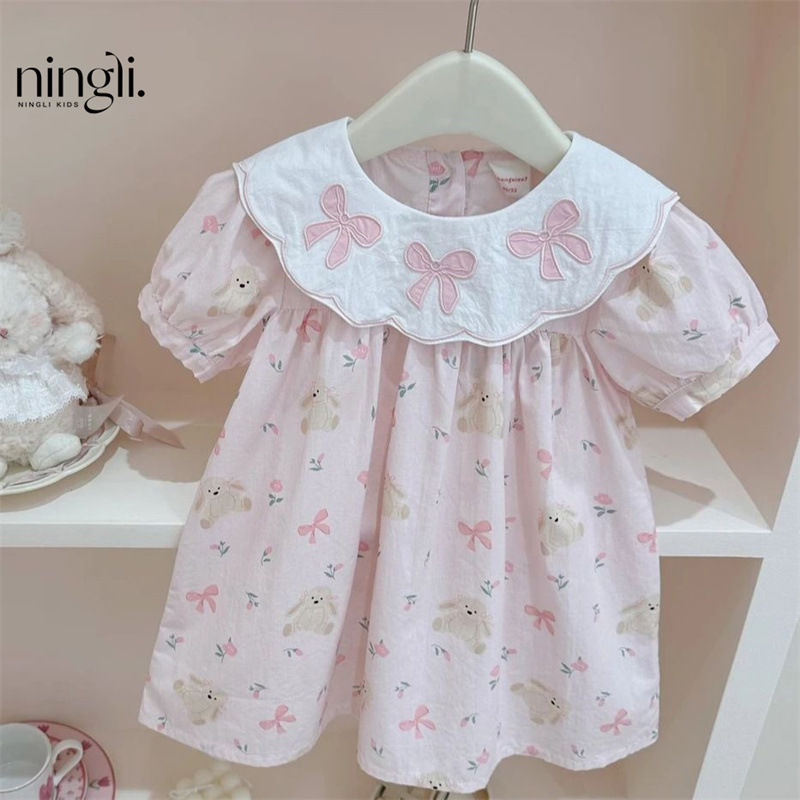Lime Girl's dress Summer New Baby Doll Dress Korean-style Baby Girl Princess Dress Summer