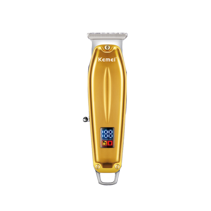 Cortadora de pelo eléctrica metálica KM-426 especializada para comercio exterior, para peluquerías, con pantalla digital y para recortes de precisión.
