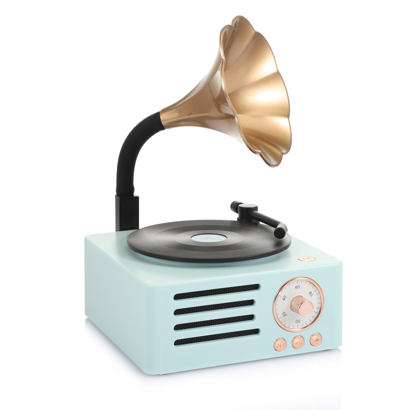 新デザインのクリエイティブギフト蓄音機BluetoothスピーカーT15レトロな花型スピーカー回転レコードお土産|undefined