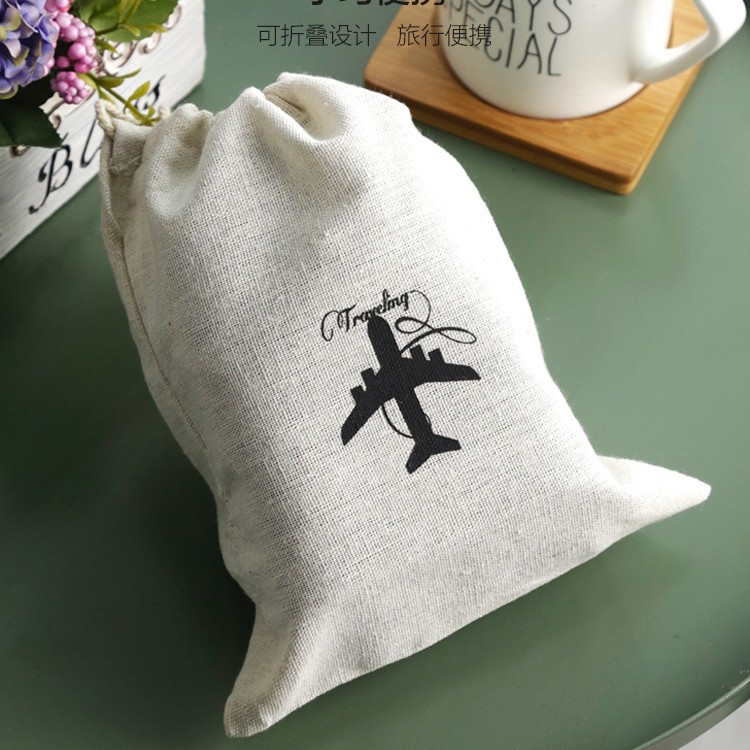 Plegable viaje bolsa de lino aviones impresión bolsa de almacenamiento zapatillas a juego bolsa de tela separada orden no enviado