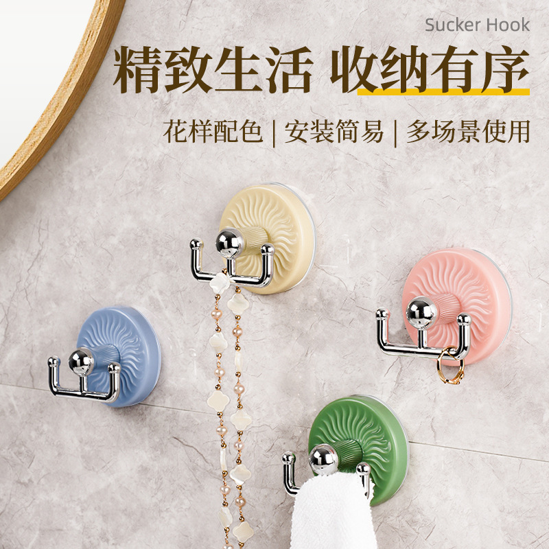 Macaron Suction Cup Hook, No Punching, Removable, Traceless Glue Hook, Bathroom Wall Door Towel Hook