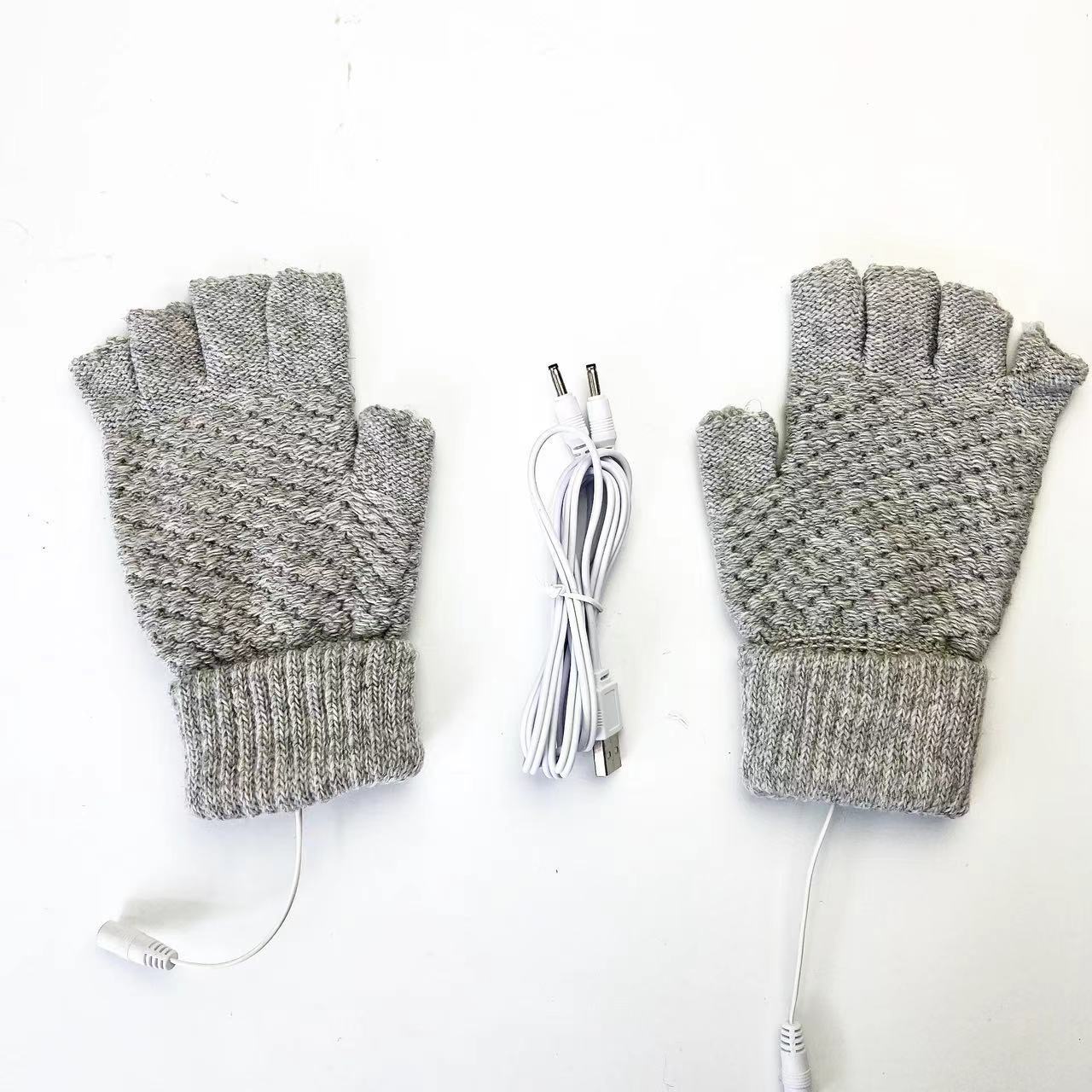 A cuadros de manga larga invierno pantalla táctil térmica suministro directo de fábrica Guantes eléctricos USB exclusivos transfronterizos 5-Dedo de punto de piña