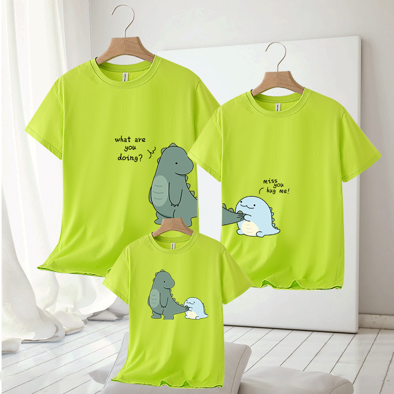 Dinosaur Family Matching T-Shirts, Short-Sleeve Family Outfits, 2025 New Style for Families of Three or Four, Mother-Daughter Casual Style