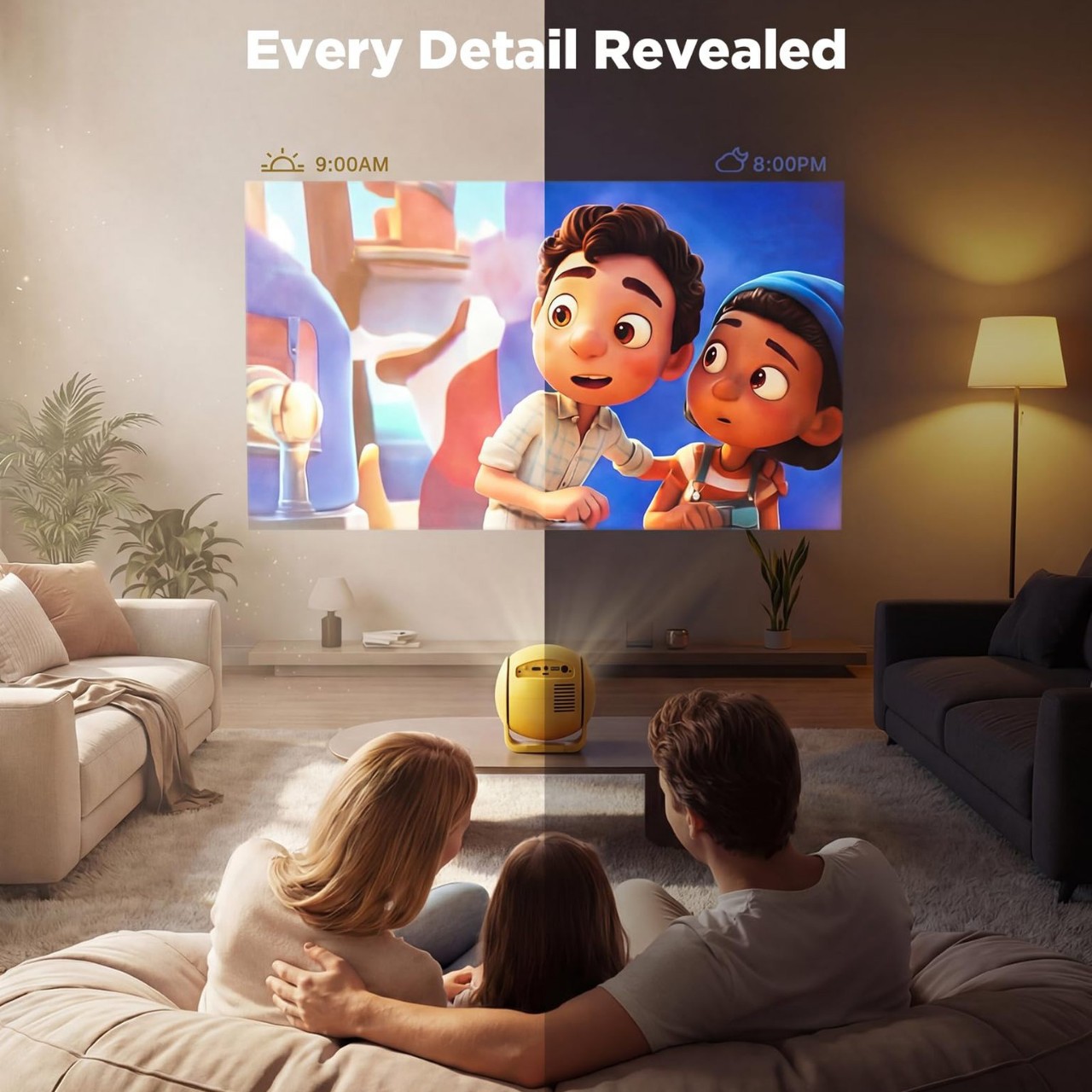Android 14 Smart Projector with WiFi and Bluetooth, FHD