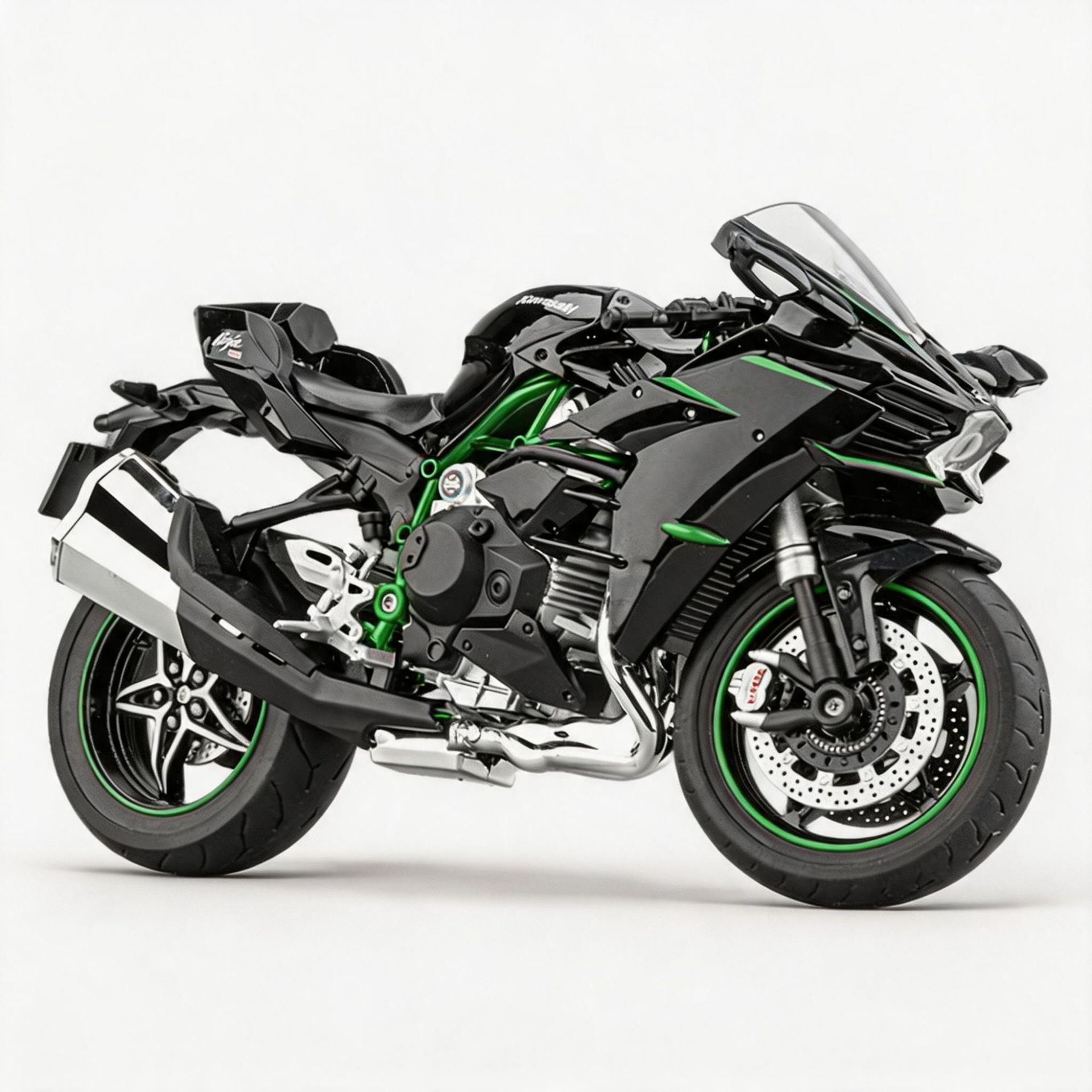 Auténtico 1: 9 Kawasaki H2R aleación de motocicleta luces de dirección estática decoración de mesa de estudio