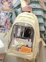 日本のかわいいキャンパスシンプルな女性のバックパック多用途無地スクールバッグ大学生女の子大容量透明痛バッグ