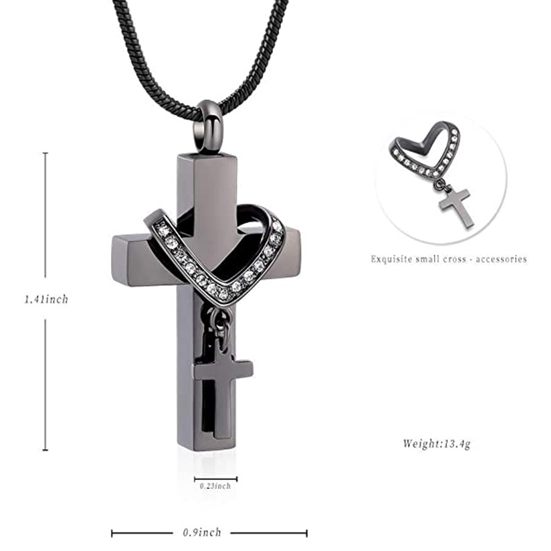 Retro Punk Cross Titanium Steel Inlay Zircon Pendant Necklace display picture 1