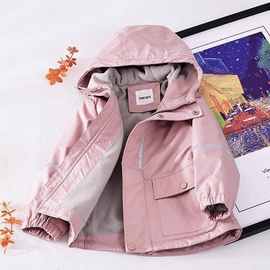 女童冲锋衣秋季儿童三防中大童洋气休闲韩版加绒连帽秋冬外套