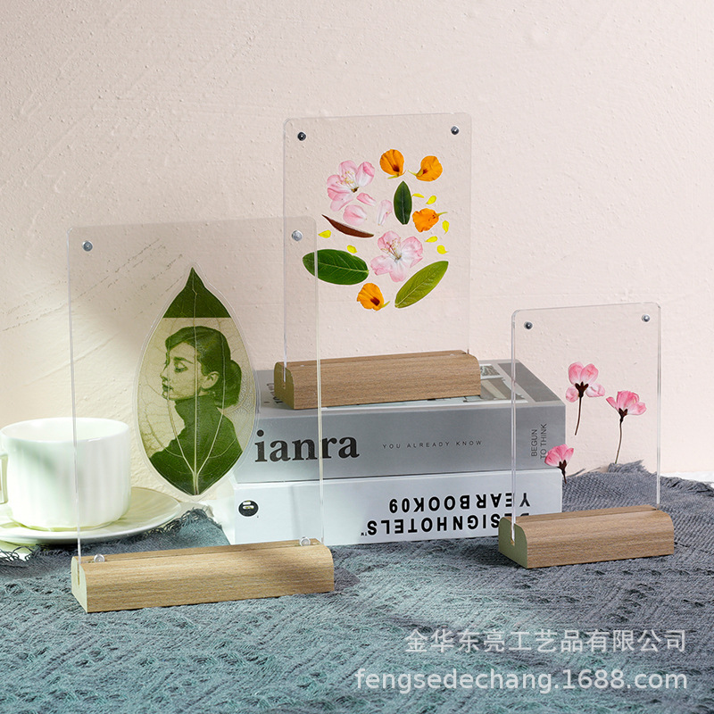 Leaf carving transparent picture frame hanging wall ins postcard photo frame A4 poster display stand 7 inch acrylic photo frame table