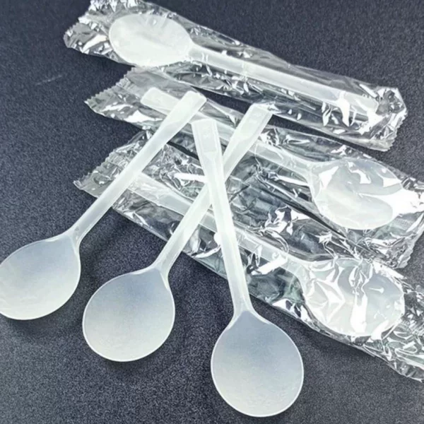 Disposable plastic spoons, milk tea spoons, fruit jelly spoons, thickened long-handled ice powder and traditional tea spoons, simple design