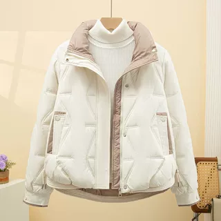 羽绒棉服女短款2025新款韩版冬季棉衣女小个子宽松厚立领棉袄外套