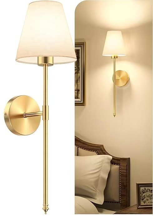 Luz de pared sin cableado transfronteriza americana dormitorio cabecera de cama luz de atmósfera decoración de sala de estar cubierta de lienzo recargable lámpara de pared atenuable