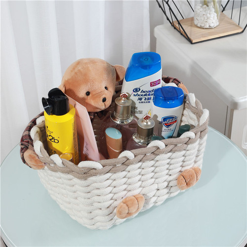 Cosmetic storage box bear cotton rope woven storage basket storage basket skin care product storage box simple