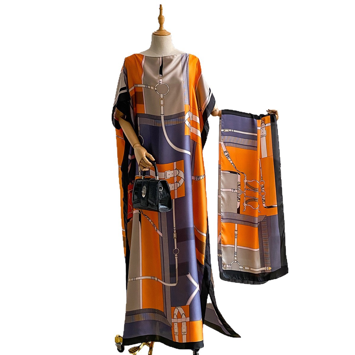 Women's Simulated Silk Scarf Shawl Spring Summer New Style Beach Vacation Cover Up Brocade Sun Protection Clothing_voghion.com