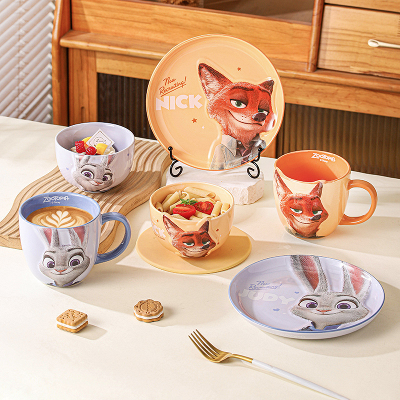 Disney Zootopia Judy Nick Dream Chaser Series Dinner Plate Children's Rice Bowl Ceramic Rice Bowl Couple's Rice Bowl Disney Zootopia Judy Nick Dream Chaser Series Dinner Plate Children's Rice Bowl Ceramic Rice Bowl Couple's Rice Bowl