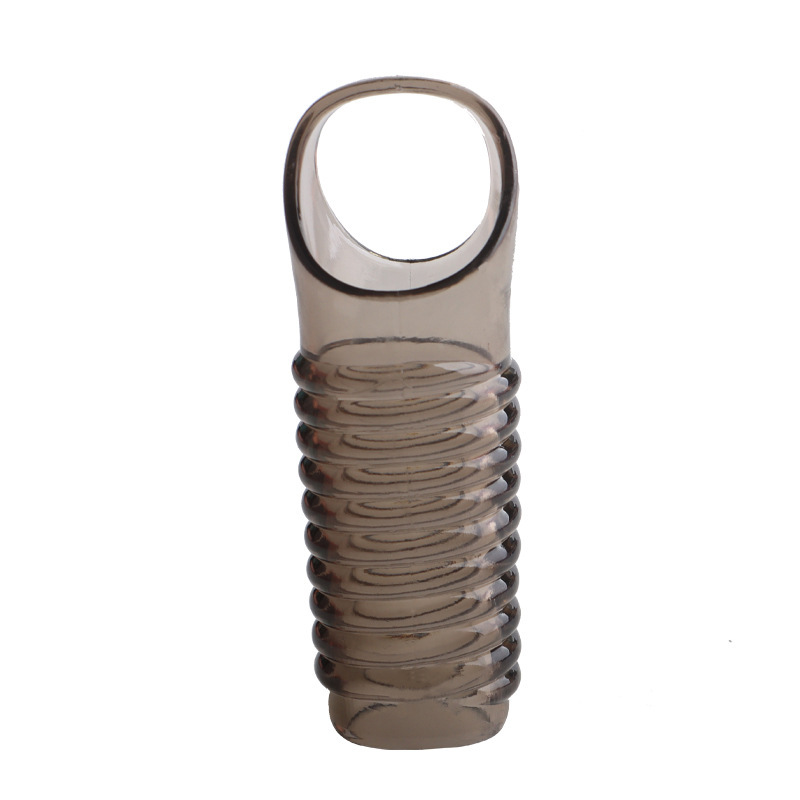 Men’s Textured TPE Masturbation Sleeve, Black Grain Design, Manual Control — detail image 4