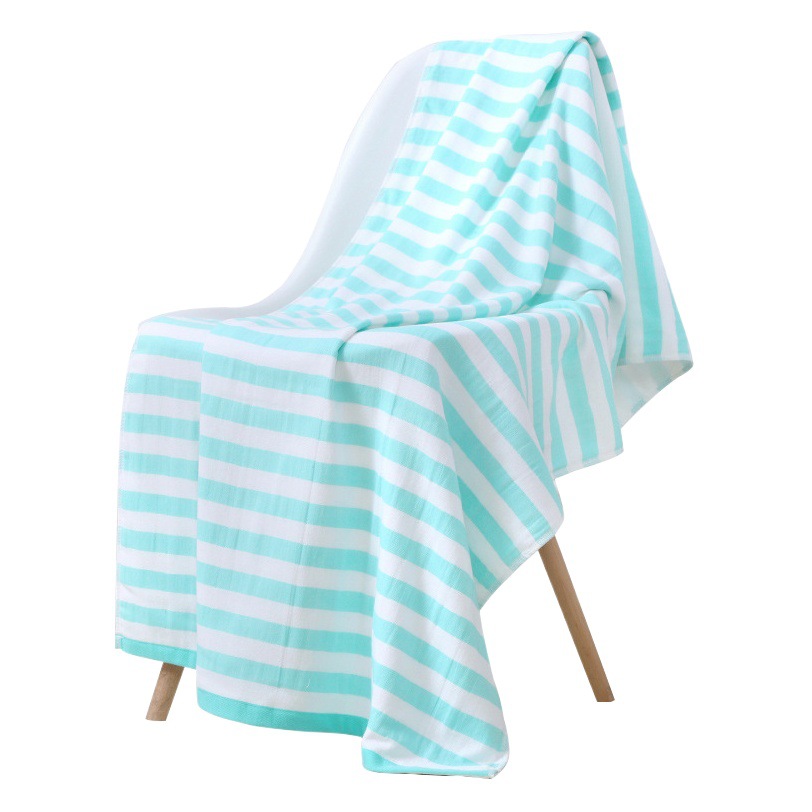 Toalla de baño de rayas de color de algodón 70*140 un lado Terry un velo tela hogar hombres y mujeres absorbente Toalla de playa de secado rápido