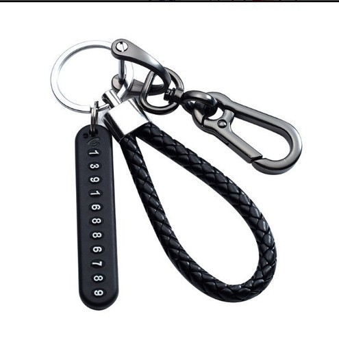 Mobile Phone Number Card Braided Rope Car Key Anti-Lost Phone DIY Pendant for Men and Women 8-Character Keychain Key Ring