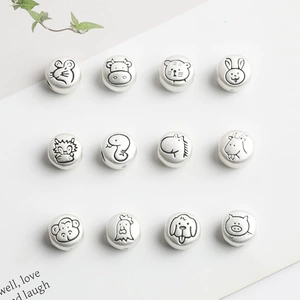 Pure Silver 999 Twelve Zodiac Beads DIY Handmade Beaded Braided Bracelet Necklace 3D Hard Silver Loose Beads Accessories