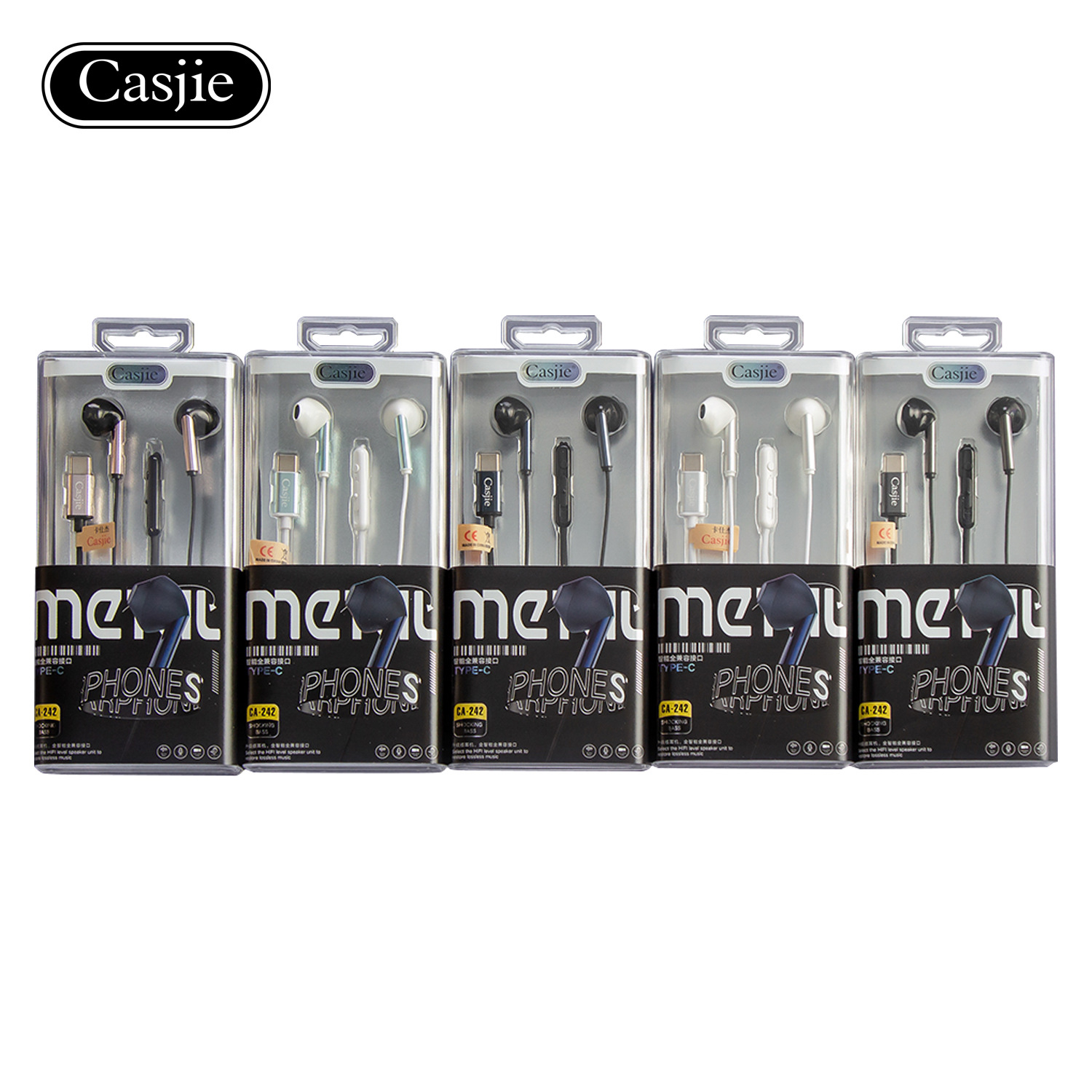 冠佳【新款】卡仕杰CA-242TYPE-C调音带麦手机耳机半入耳式线控