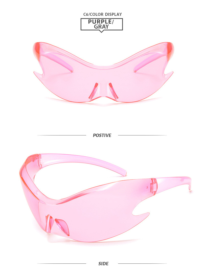 Y2K Style Grey, Black Color Y2K Solid Color PC UV400 Protection Special-Shaped Mirror Full Frame Women's Sunglasses