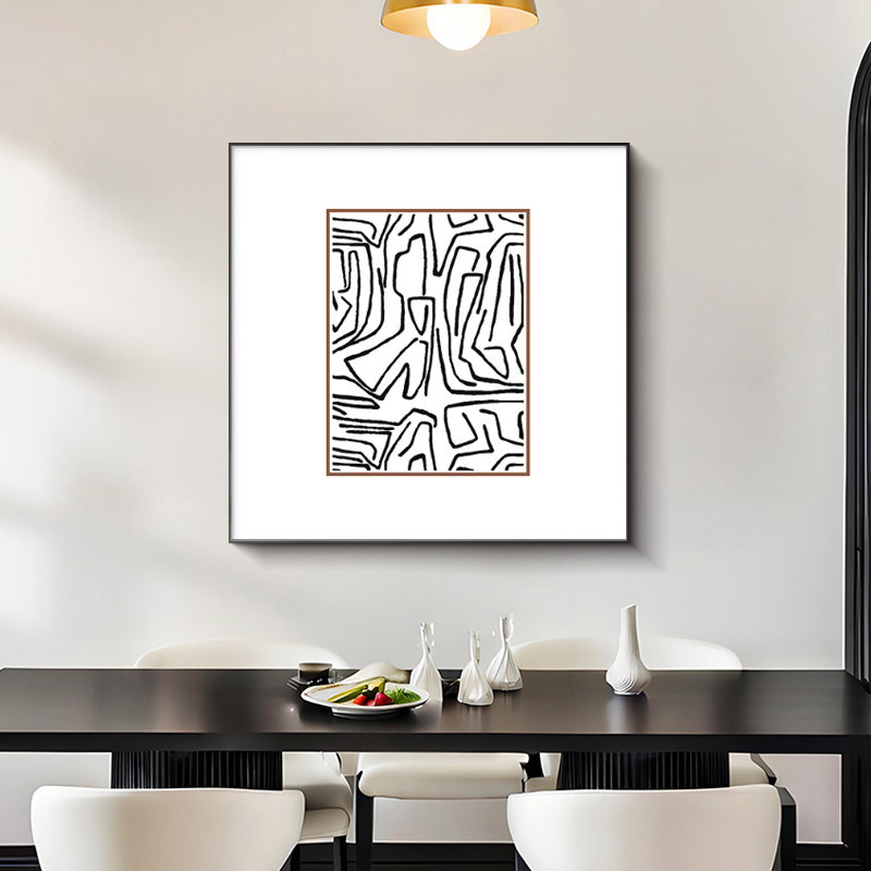 Blanco y negro gris abstracto decoración de comedor pintura moderna simple alta sensación de arte sala de estar colgar pintura pintura dormitorio pintura mural de mesa de comedor