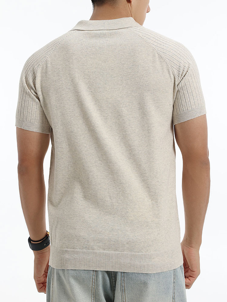 Europa y América transfronterizos polo camiseta de punto para hombres de color sólido solapa delgada de negocios casual alta sensación transpirable mangas cortas