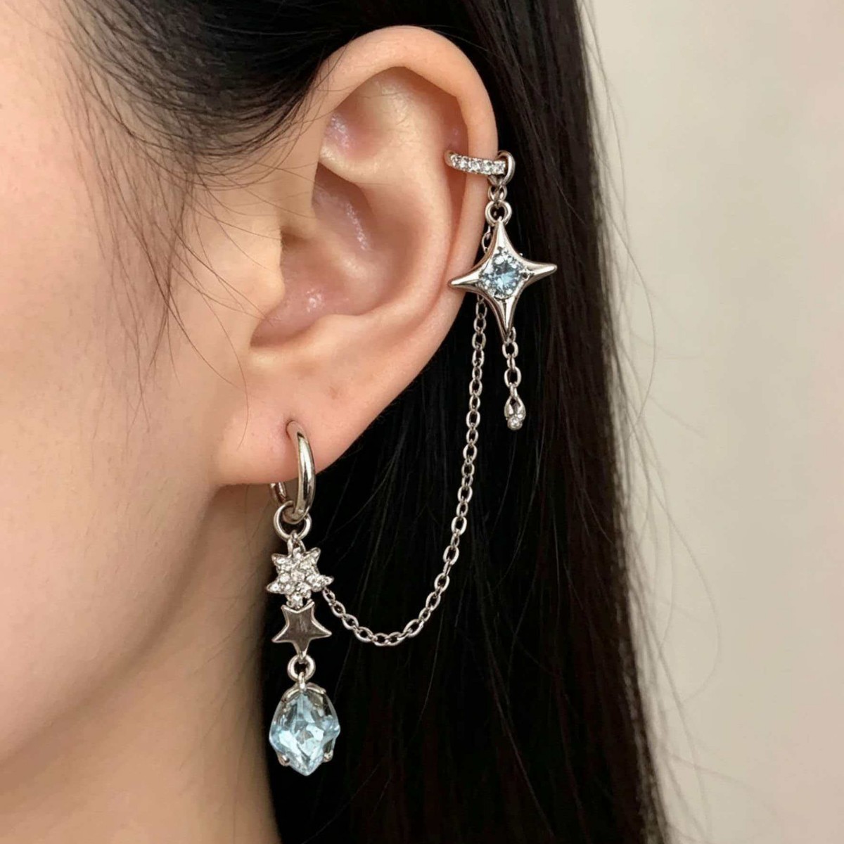 Nuevo tipo de cadena de doble mezcla de estrellas de la luna auriculares auriculares de hueso de auriculares más vendidas transfronterizas auriculares de aire frío