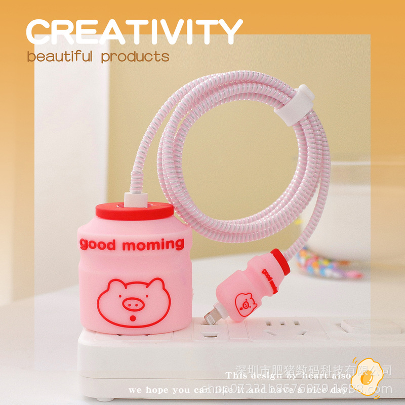 Nuevo cable de datos de dibujos animados cubierta protectora adecuado para Apple carga rápida cabeza 18/20W carga cabeza cubierta protectora Winder