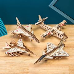 3D wooden three-dimensional puzzle assembled children and adults toys fighter helicopter simulation aircraft model wholesale