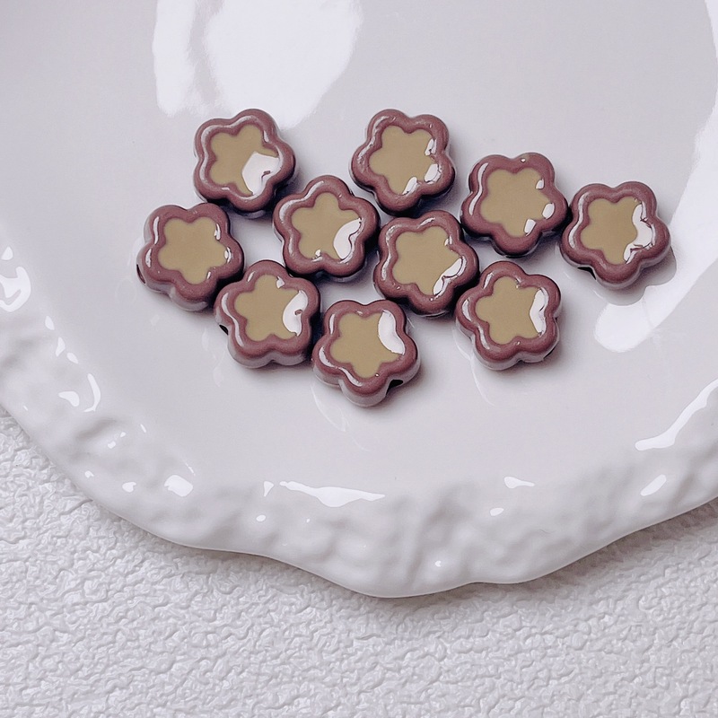 多巴胺亚克力烤漆滴油小花通孔散珠diy串珠材料手机链饰品配件|undefined