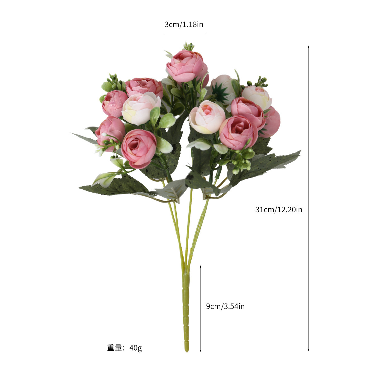 15 flores de peonía de camellia coreana flores de peonía de brotes de corazón estilo pastoral decoración de flores de flores