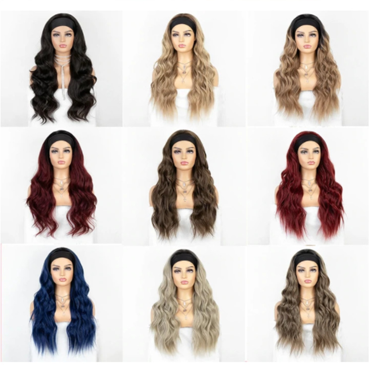 歐美假發廠家批發女士頭帶長卷發跨境流行女士大波浪假發亞馬遜