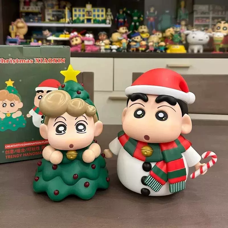 圣诞蜡笔小新手办雪人小新小葵卡通可爱桌面摆件公仔玩偶生日