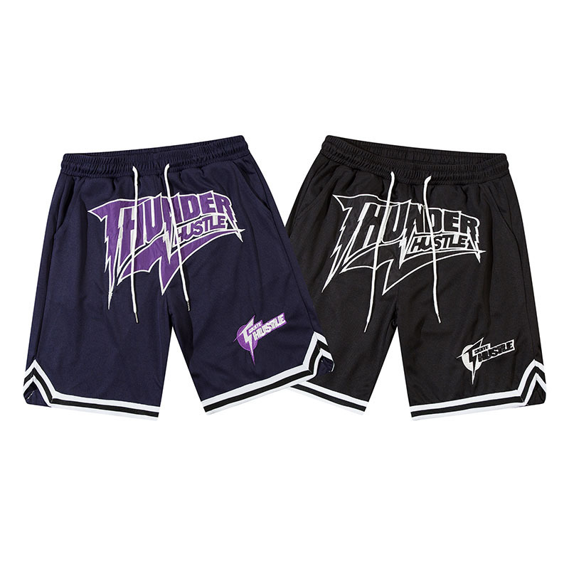 XFM Summer American-style hiphop Retro Trendy Brand Character Collision Color Mother Embroidered Mesh Basketball Sports Casual Pants