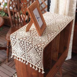 Manufacturer Wholesale American Country-Style Crochet Cotton Tablecloth Coffee Table Elegant Retro Table Runner Table Decoration Dustproof