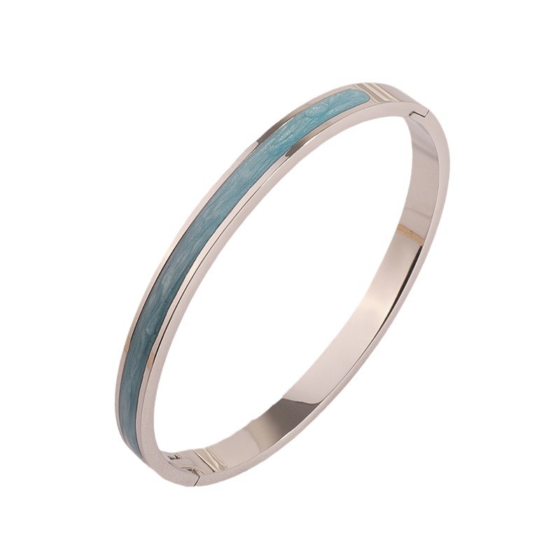 Pulsera de acero inoxidable para mujer, estilo de alta gama, combina con bolsos, diseño único y sencillo con efecto de goteo de aceite, retención de color duradera, pulsera de Kajia.