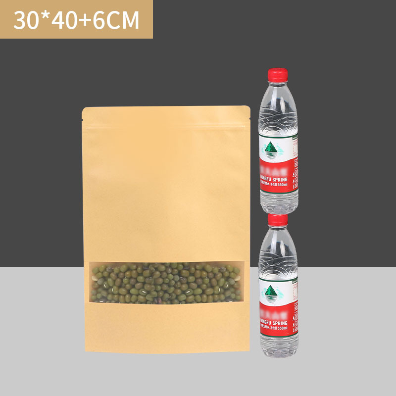 Ventana abierta Bolsa de papel Kraft esmerilado en tres dimensiones de frutas secas bolsa de envasado de alimentos se puede agregar el logotipo de la bolsa sellada autosellante de té de nuez