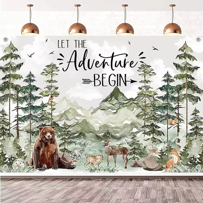 Amazon Forest Animal Camping Adventure Theme Photography Background Cloth Foreign Trade Children's Birthday Party Decoration