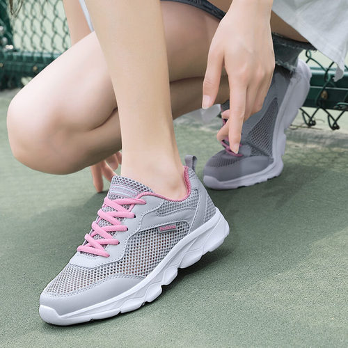 Summer New Sports Shoes with Large Mesh Holes, Women's Casual Shoes, Korean Style Laced, Versatile Women's Shoes