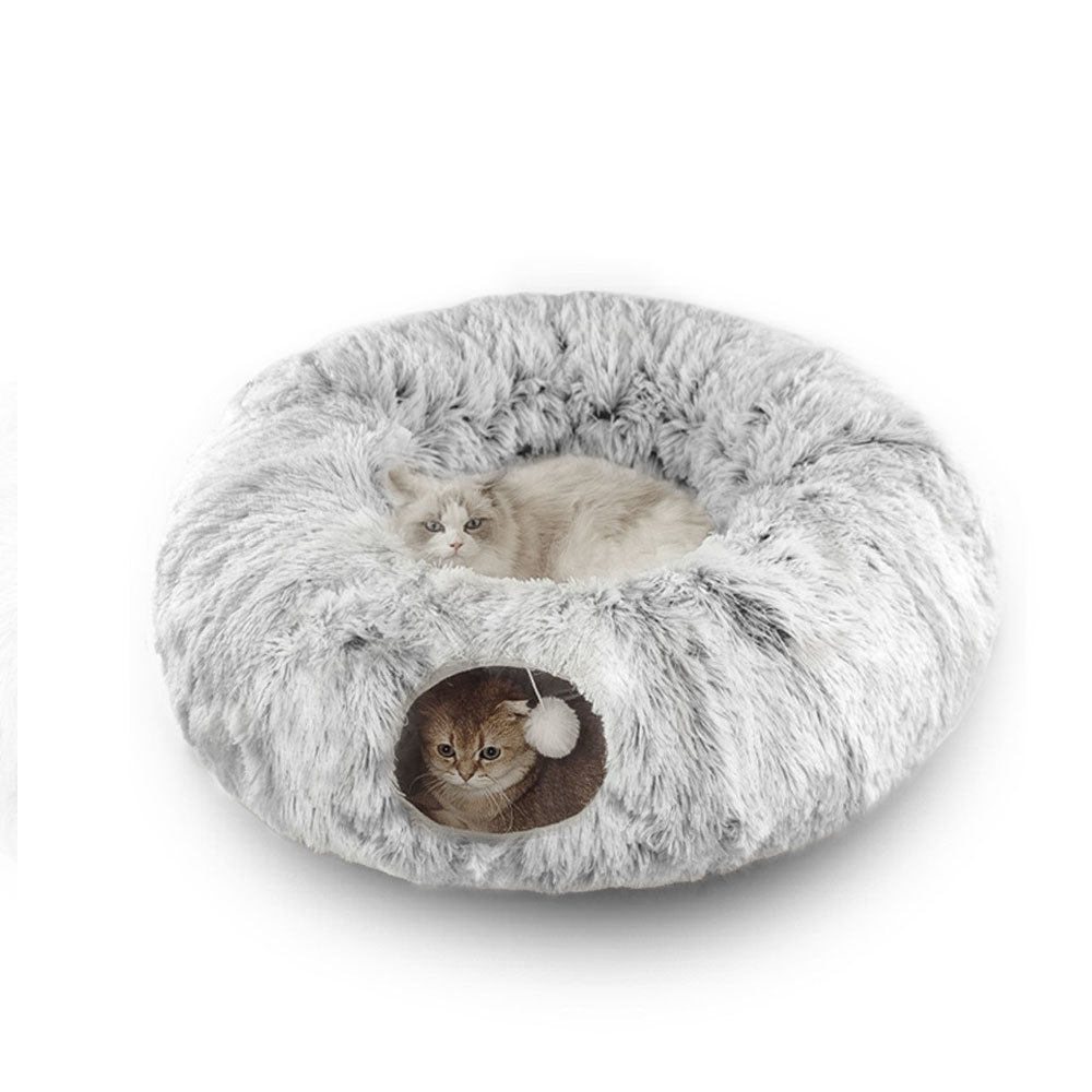 Nido de gato de peluche popular de Amazon, túnel para gatos, cálido para el invierno, nido creativo para mascotas, canal plegable para gatos, perrera