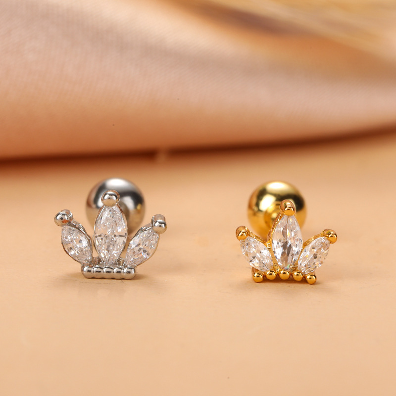Fashion Star Moon Stainless Steel Plating Zircon Ear Studs 1 Piece display picture 8