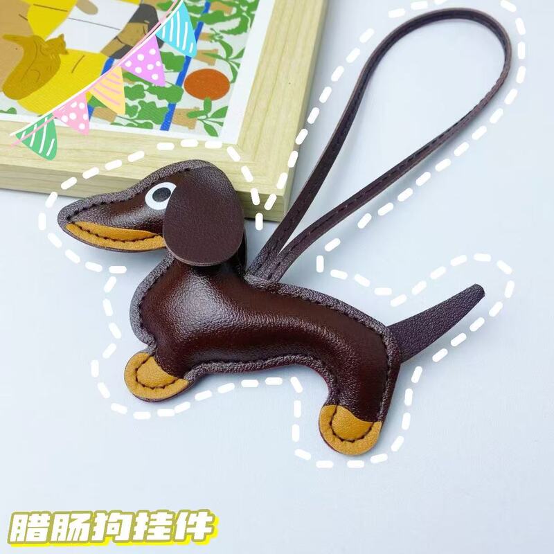 Cross-border Hot Sale Dachshund Car Keychain Bag Hanging Creative Keychain Miu Style Lanyard Accessories