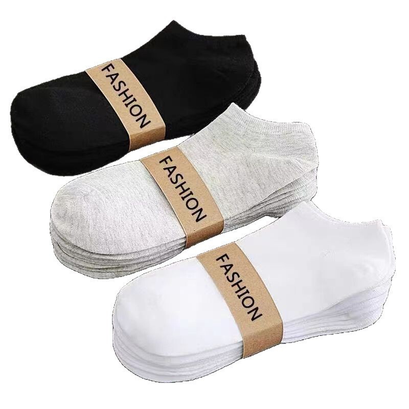 Wholesale Spring and Summer Men's and Women's Boat Socks, Black and White Solid Color Simple Socks, Sports Thin Short Socks, Disposable