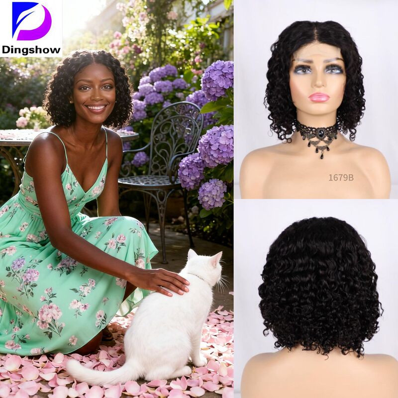 Pixie Curly Hair 100% Human Hair Humanhair Xuchang Export Wig Black Wig Female Full Headband Elf Curly