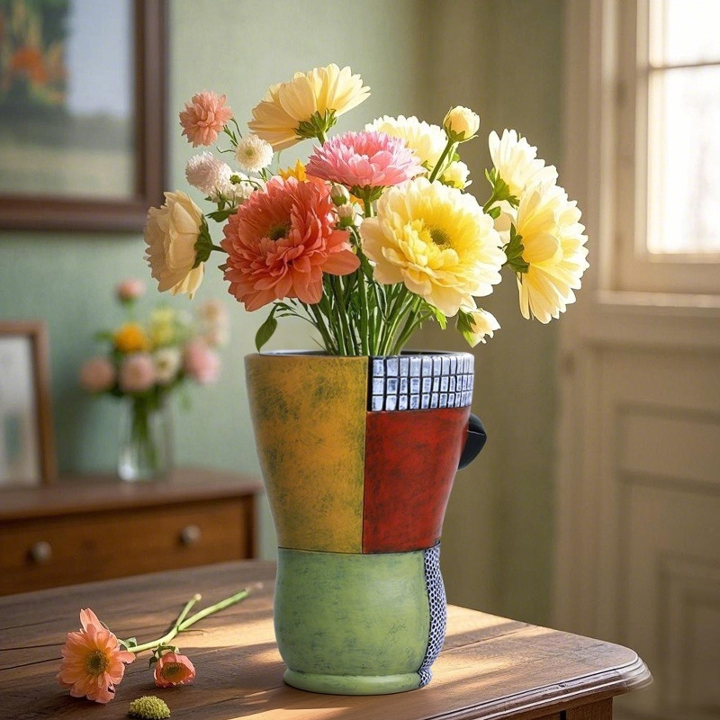 for Creative Human Face Abstract Face Colorful Flower Pot Home Desktop Balcony Courtyard Resin Potted Plant Ornaments