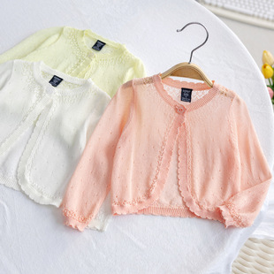 Girls' knitwear air conditioning shirt baby ice silk cardigan summer thin coat sun protection clothing baby knitwear shawl